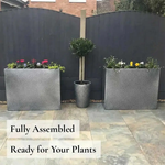 Long Zinc Galvanised Tall Trough Planter | 90cm x 30cm x 60cm | Silver Black