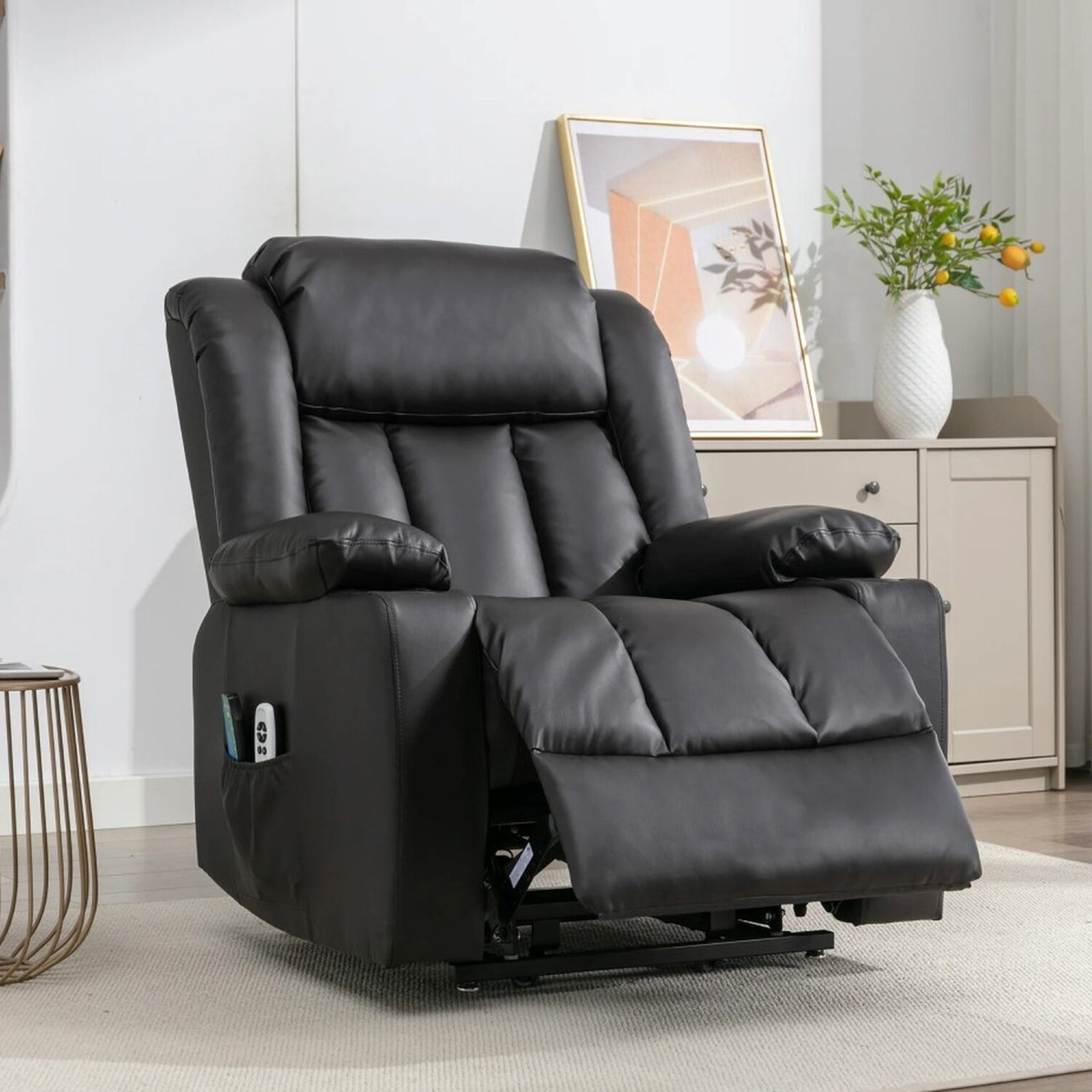 Sheridan Dual Motor Electric Riser Recliner With Massage And Heat | Black
