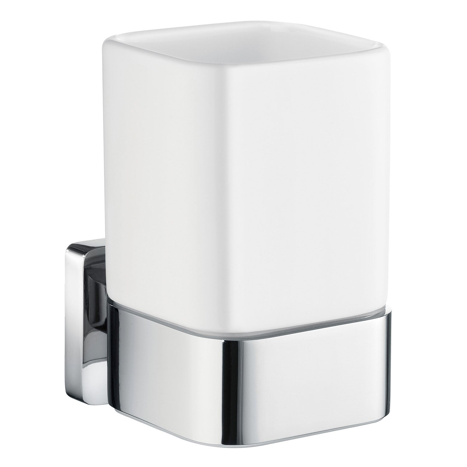 Porcelain Tumbler With Polished Chrome Wall Mount Holder | Polished Chrome