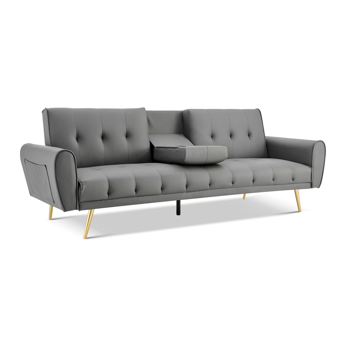 Lora Faux Leather Sofa Bed 3 Seater | Light Grey