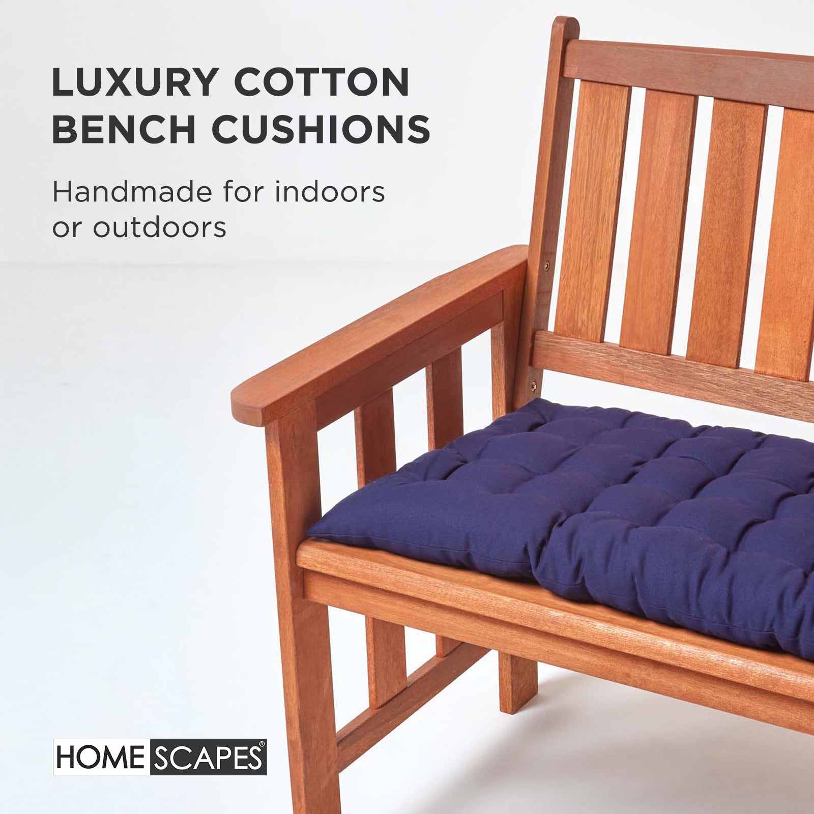 Outdoor Bench Cushion For 2 & 3 Seater Garden Seat Pad For Furniture, Kitchen, Dining & Indoor Use | 2 | Navy Blue