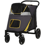 Foldable Dog Carriage W/ Universal Wheels, Shock Absorber | Gray