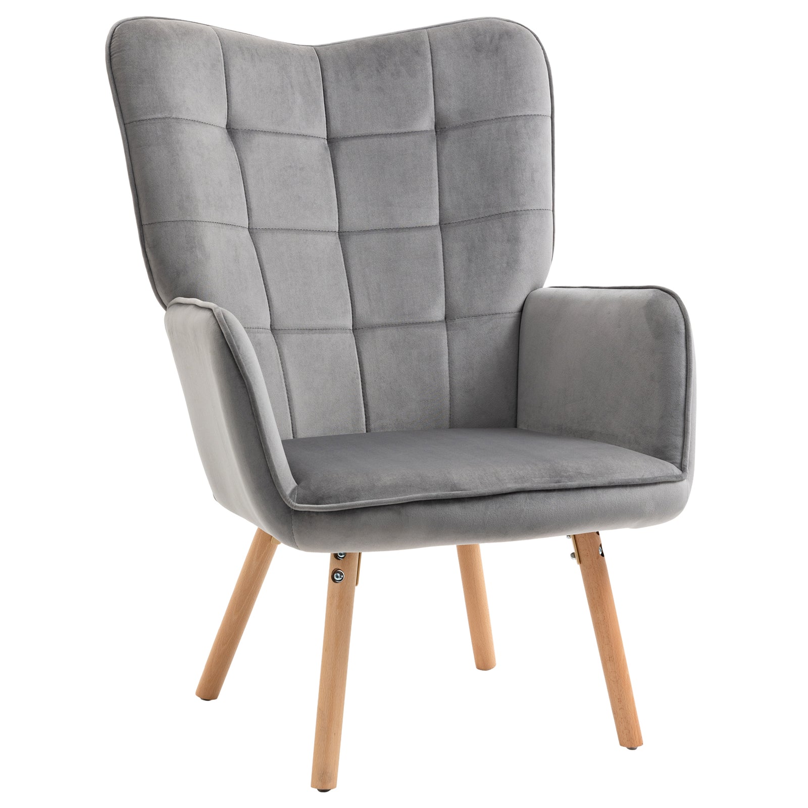 Accent Chair Velvet-touch Tufted Wingback Armchair | One Size | Gray