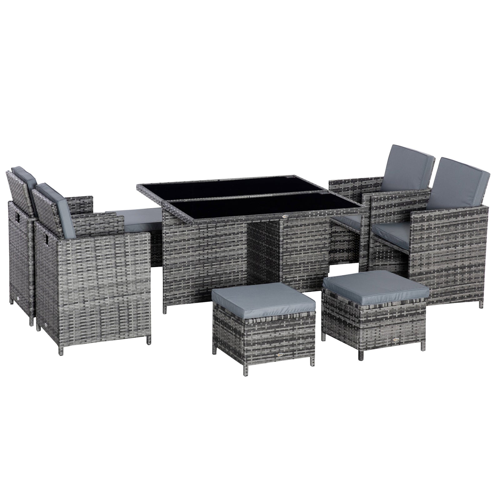 9 Pieces Rattan Dining Set Garden Furniture Seat Woven | Gray