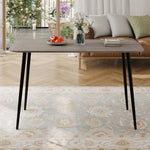 130cm W X 75cm D X 75cm H Modern Dining Table With BrownTabletop & Metal Legs