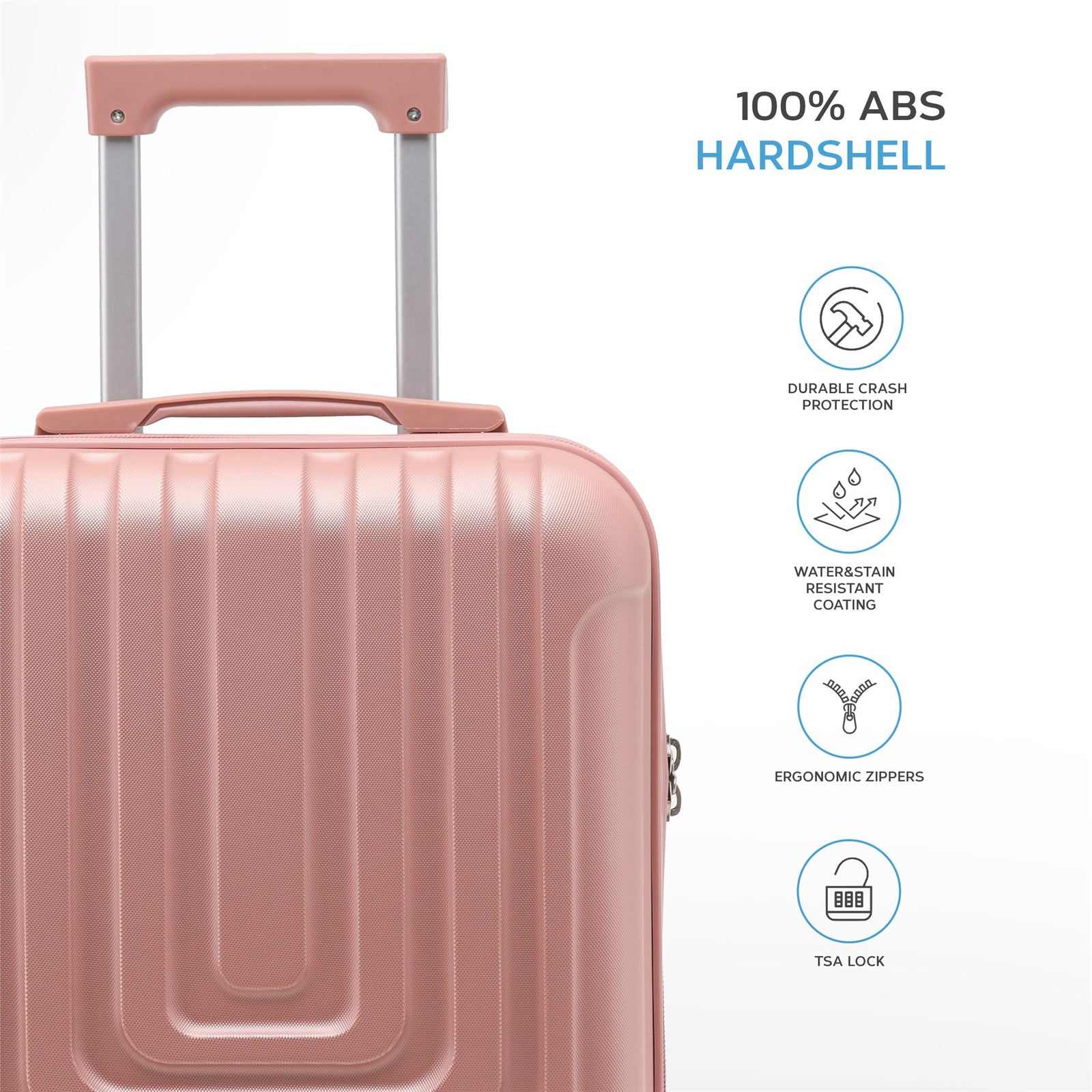 45x36x20cm Lightweight Underseat Cabin Carry On Suitcase - 100+ Airline Approved - Hard Shell Luggage - 4 Wheels | 45 x 36 x 20cm | Rose Gold