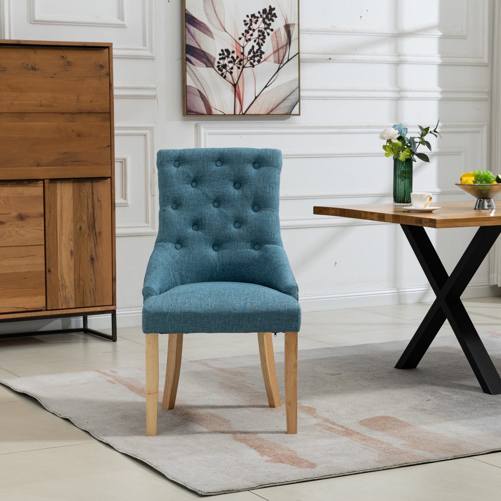 Set Of 2 Ravenna Fabric Dining Chairs | Teal