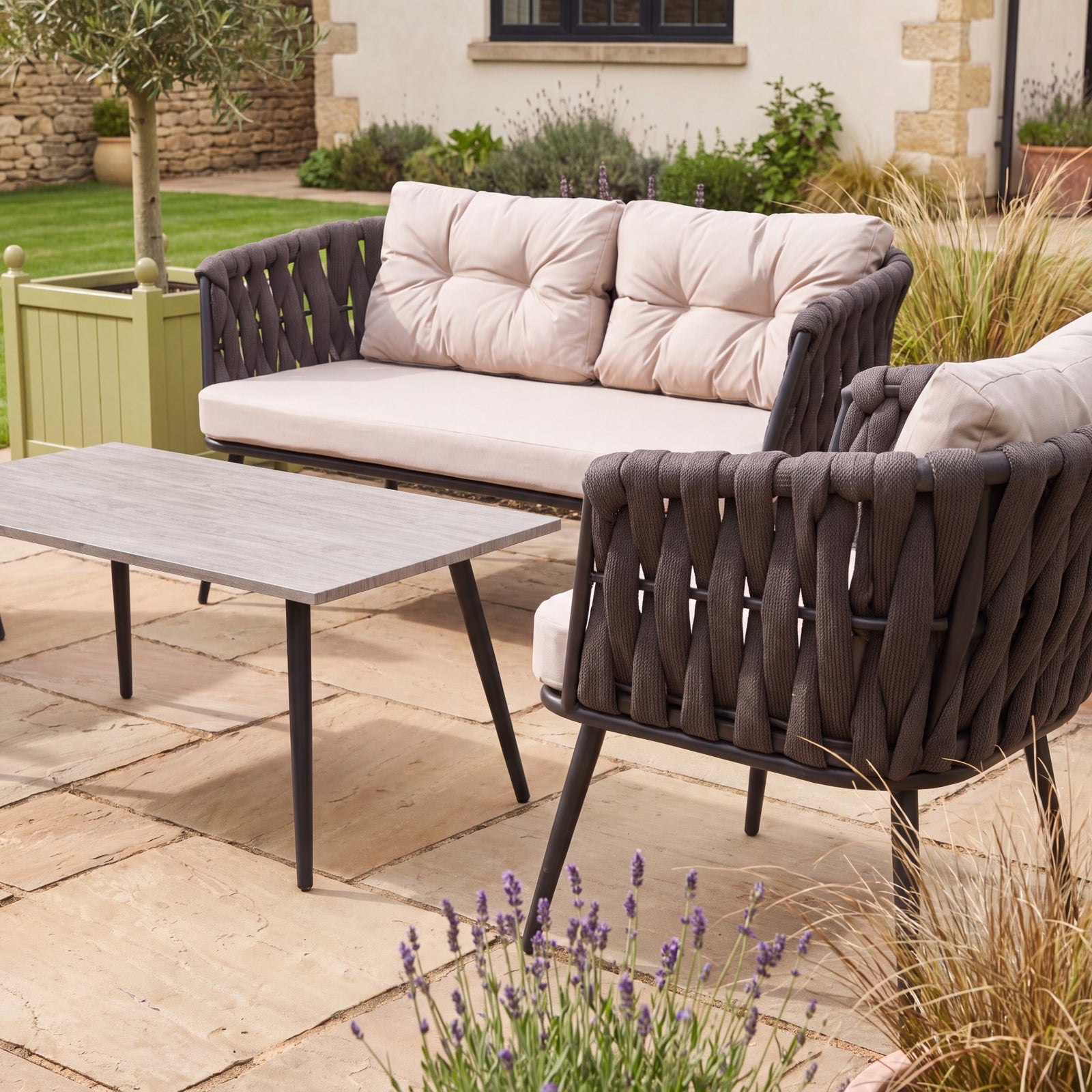 Hartley 4 Seater Garden Lounge Set With Coffee Table | Grey