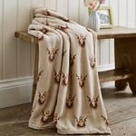 Supersoft Highland Cow Print Coral Fleece Throw