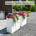 Long Zinc Galvanised Tall Trough Planter | 75cm x 25cm x 90cm | White