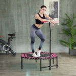 45" Fitness Trampoline With Adjustable Handle, Led Lights | Pink
