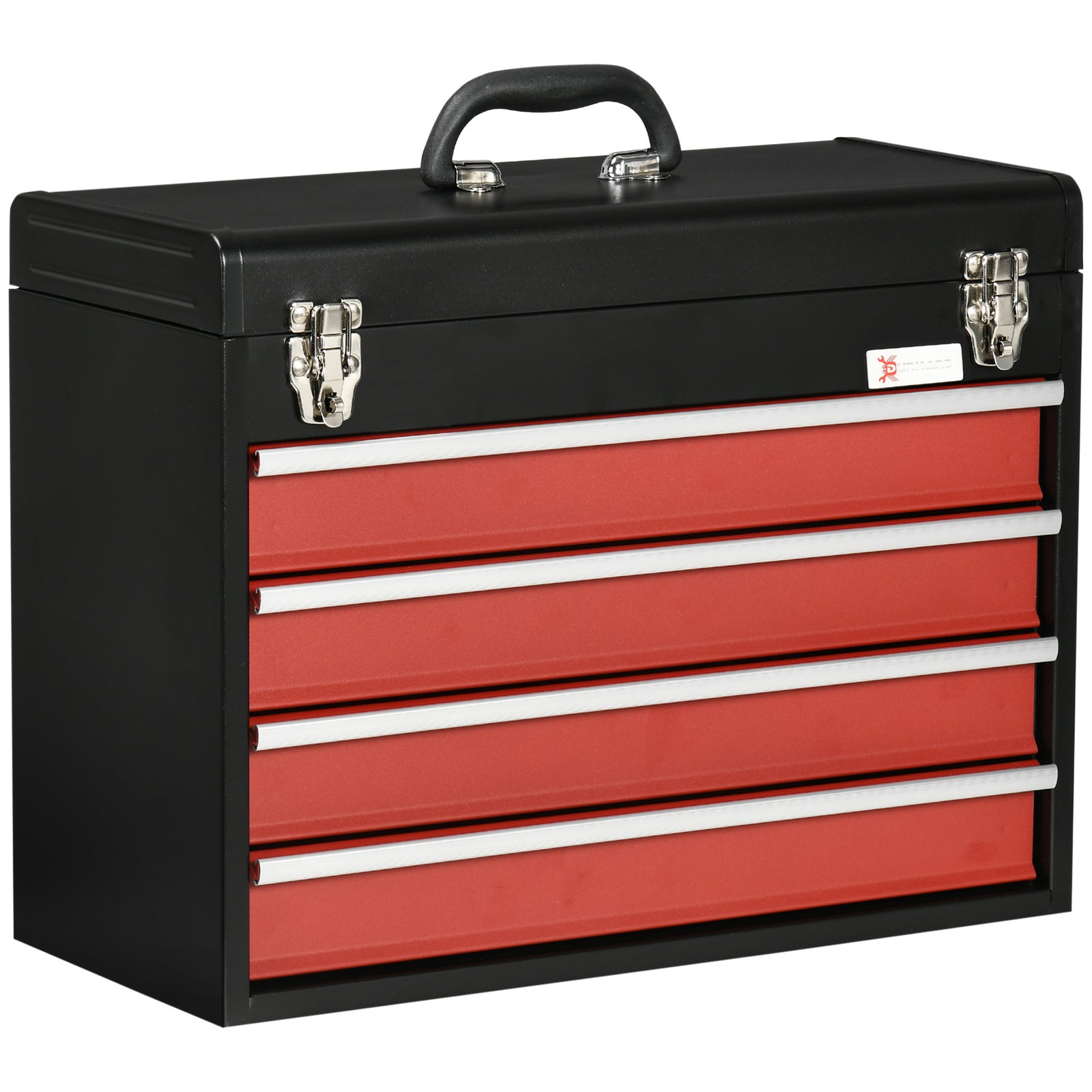 Lockable 4 Drawer Tool Chest With Ball Bearing Slide Drawers | Black