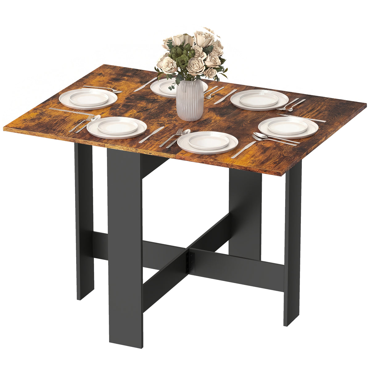 Wooden Folding Table Writing Desk | Rustic Brown