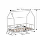 Kids Pine Wood House Bed Frame With Guardrails – 160cm X 80cm Low Design Single Toddler Bed For Safe And Fun Sleep | White