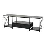Modern Tv Stand With Fabric Drawers, Spacious Storage Entertainment Center | Black