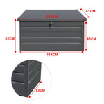350l Lockable Steel Storage Box – Weatherproof Outdoor Garden Tool Chest Durable Waterproof Yard Storage Container | Dark Grey