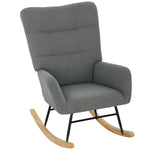 Rocking Chair, Modern Armchair With Backrest For Bedroom, Grey