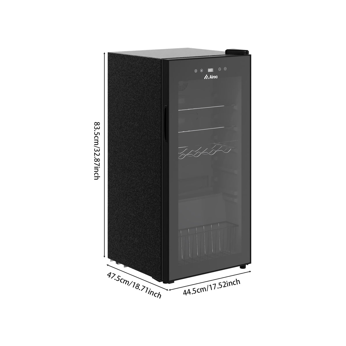 Airoa 92l Freestanding Under Counter Fridge Beverage Cooler With Glass Door
