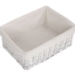 Wicker White Wicker Cotton Lined Storage Basket | Large | White