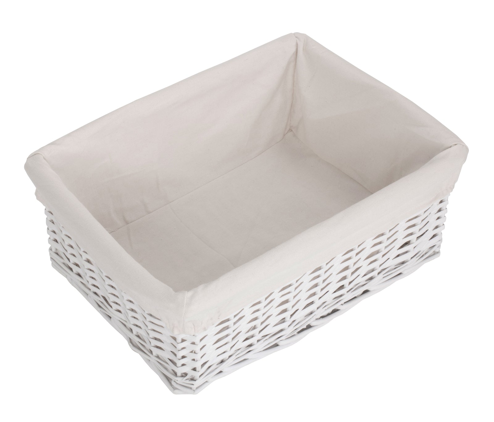 Wicker White Wicker Cotton Lined Storage Basket | Large | White