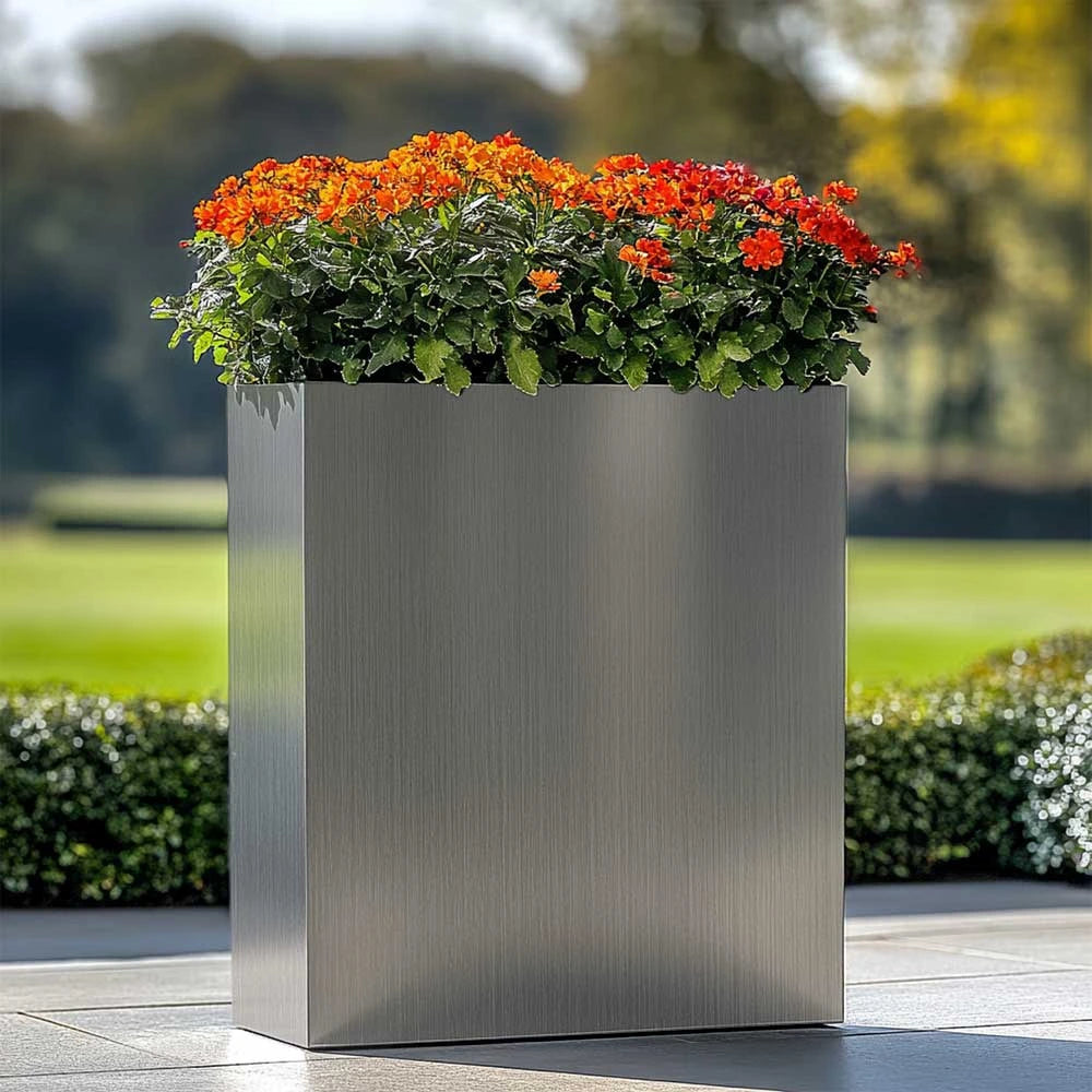 Long Zinc Galvanised Tall Trough Planter | 75cm x 25cm x 90cm | Silver