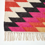 Jakarta Handwoven Geometric Kilim Wool Rug | 120cm x 180cm | Orange & Black