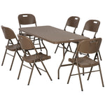 7 Pcs Resin Rattan Dining Set, Foldable Table & Chairs