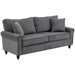 Fabric Sofa 3 Seater Sofa With Throw Pillow | One Size | Gray