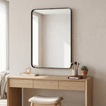 Rectangular Wall Mirror, 90 X 60 Cm Wall Mounted Bathroom Mirror | Black