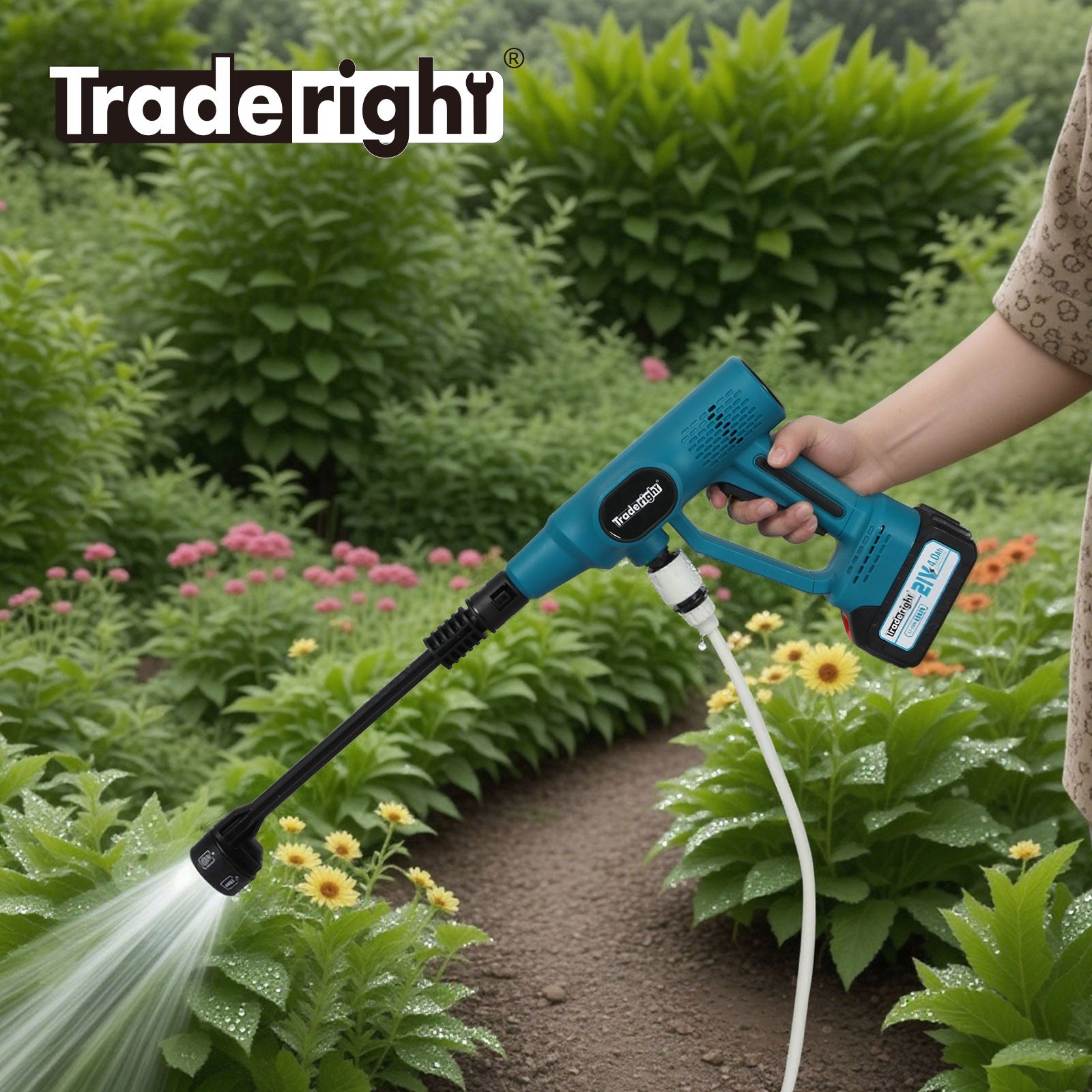 Cordless Pressure Washer 50bar/725psi Dual 4000mah  6-in-1 Nozzle Lcd | Blue