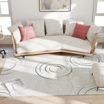 Swirl Pattern Washable Area Rug, Allergy-friendly Floor Carpet | L | Cream