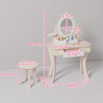 AIYAPLAY Kids Dressing Table, Girls Vanity Set W/ Stool, 7 Play Accessories