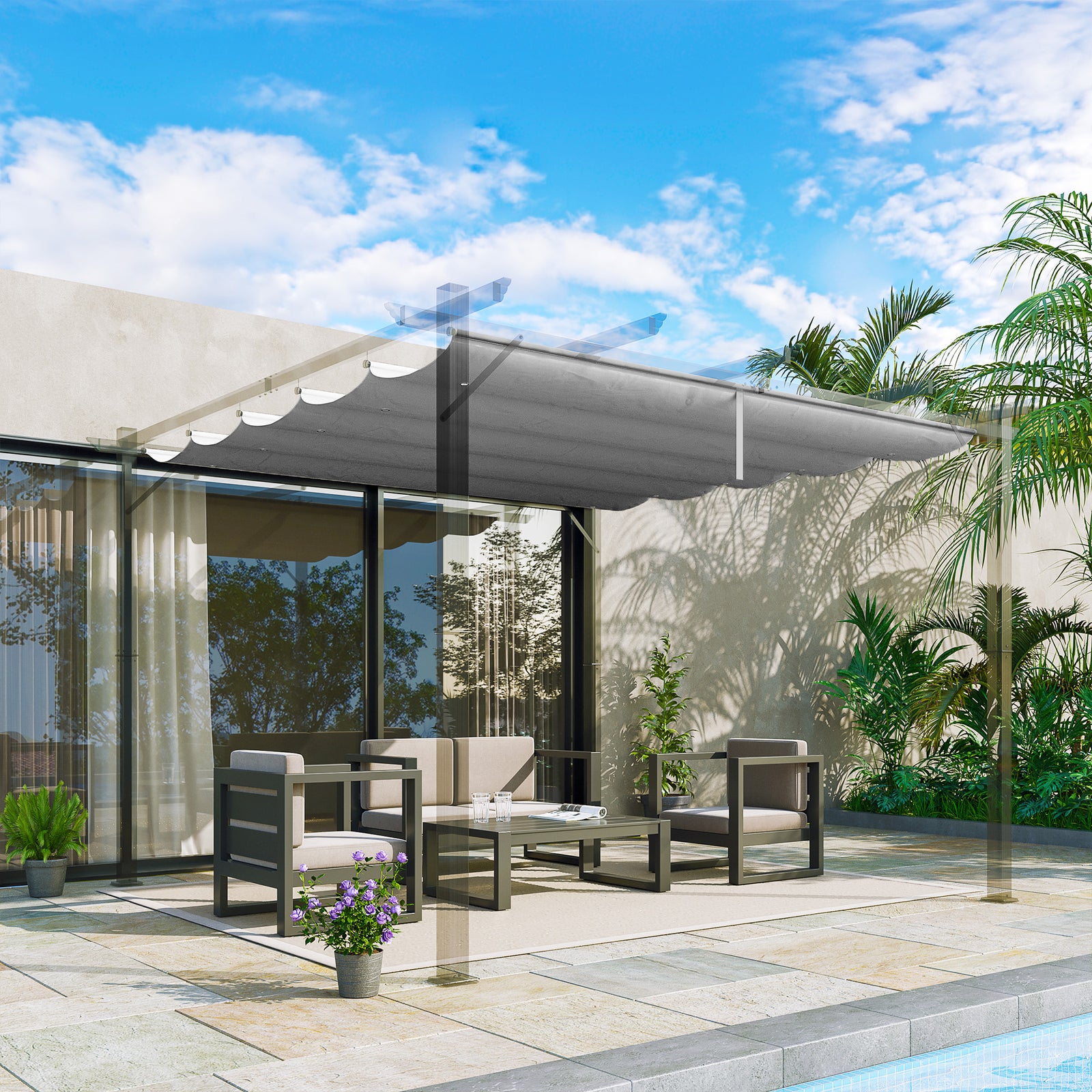 Pergola Shade Cover Replacement Canopy For 3/4 X 3(m) Pergola | Medium | Light Grey