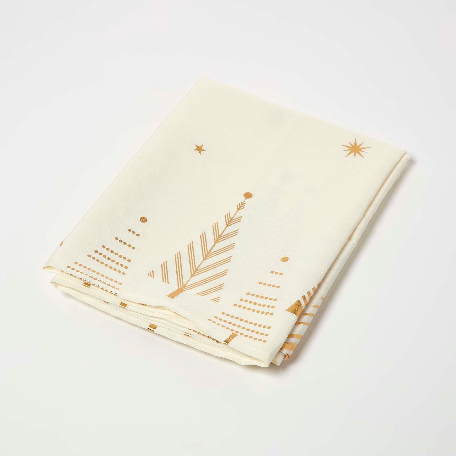 Gold Tree Christmas Table Cloth | 132 x 178cm | Gold