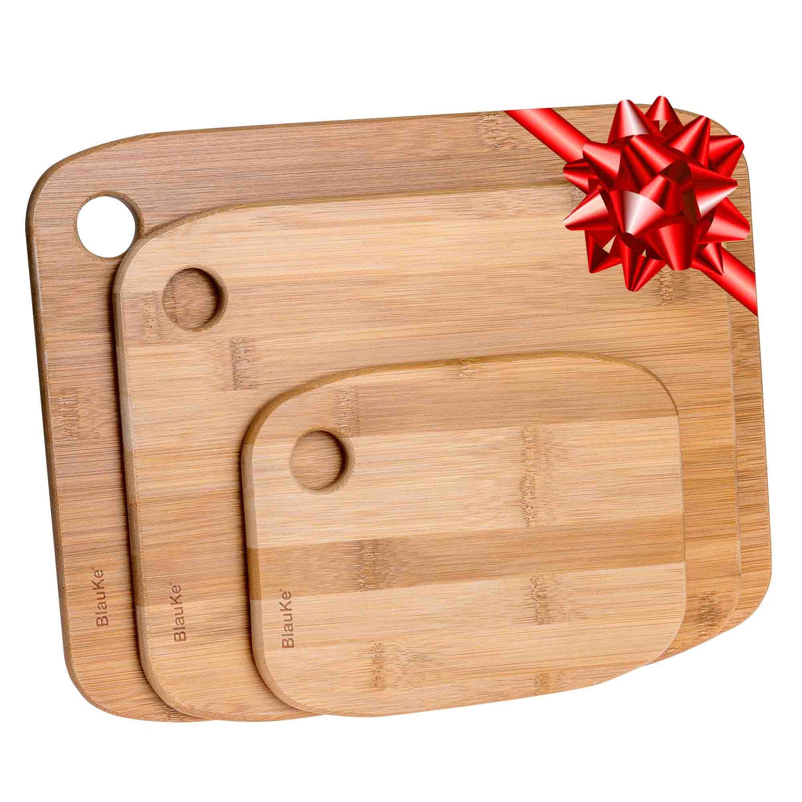 BlauKe Bamboo Chopping Board Set Of 3 - Wooden Chopping Board Set In 3 Sizes (small, Medium, Large) - Cutting Boards For Kitchen
