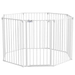 2-in-1 Dog Pen, Safety Pet Gate, 8 Panels, For Medium Dogs, 90hcm - White