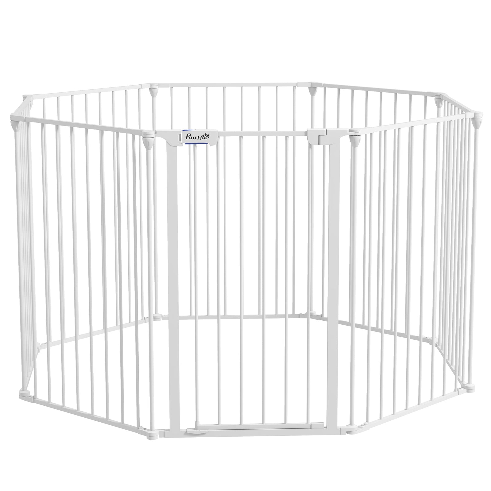2-in-1 Dog Pen, Safety Pet Gate, 8 Panels, For Medium Dogs, 90hcm - White