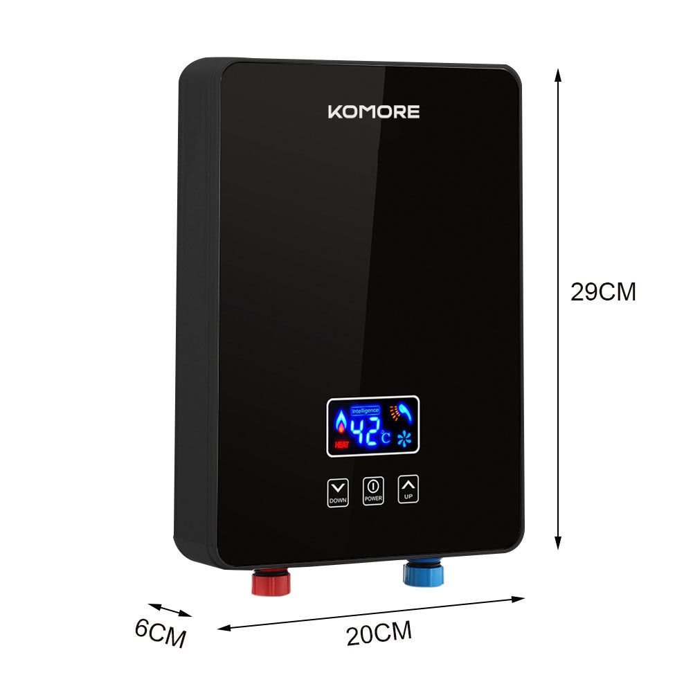 6kw Black Instant Electric Water Heater – Touch Control, Space-saving, Safe & Efficient With Shower Kit