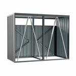 Outdoor 2/3-bin Metal Storage Shed, Galvanised Steel Bin Store For Garden Waste & Recycling | Small