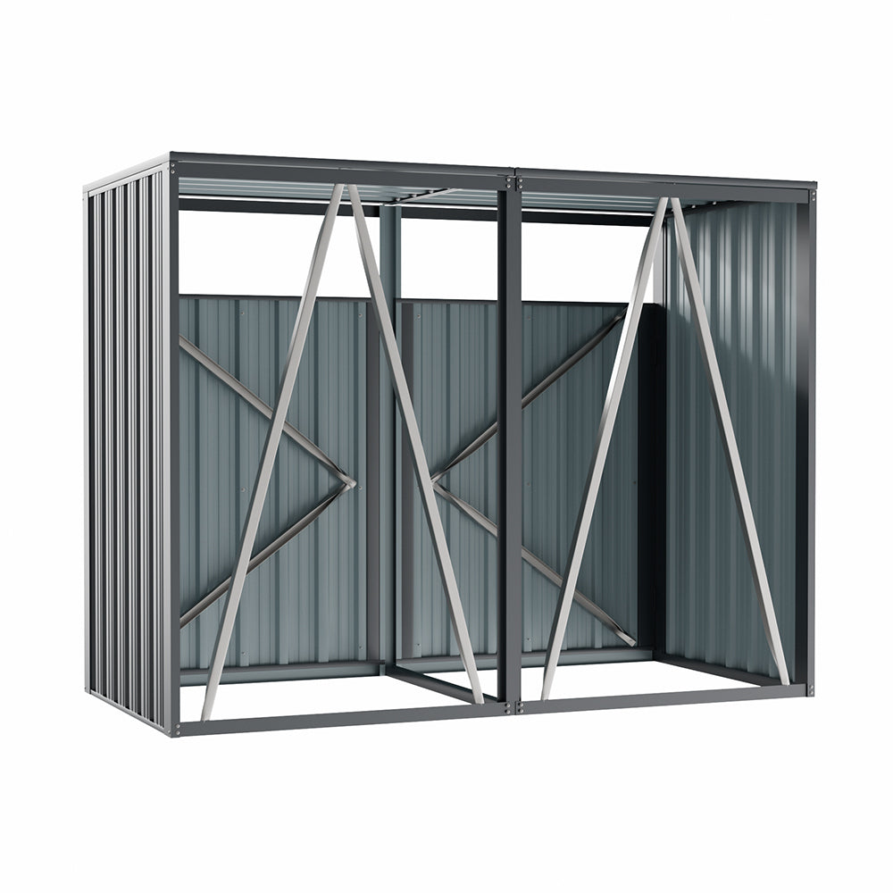 Outdoor 2/3-bin Metal Storage Shed, Galvanised Steel Bin Store For Garden Waste & Recycling | Small