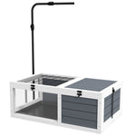 Tortoise House, Wooden Tortoise Table W/ Adjustable Lamp Holder - Grey