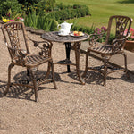 Rose Design Three Piece Bistro Set | Bronze