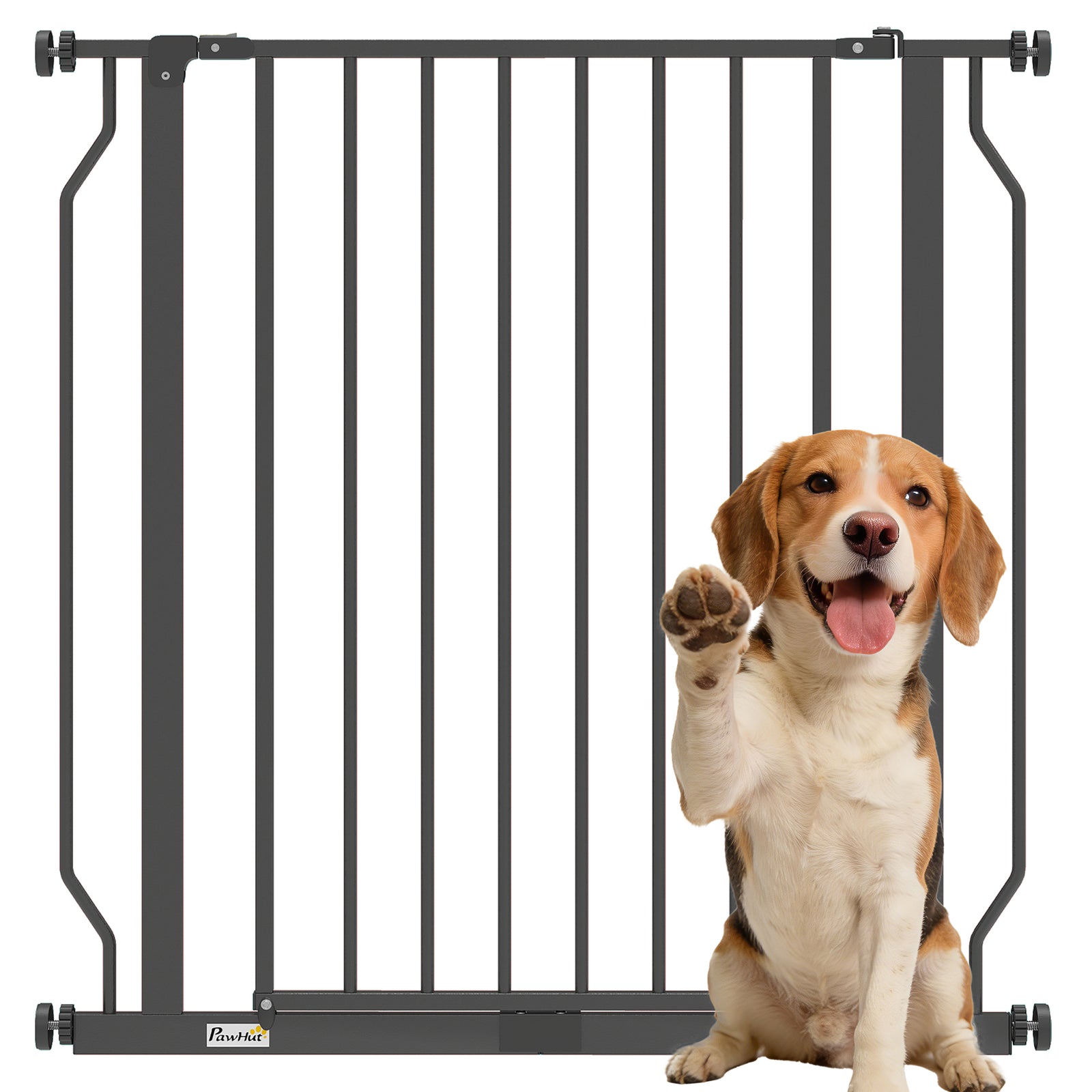 Dog Gate Wide Stair Gate W/ Door Pressure Fit, 75-85w Cm | Black