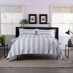 West End Stripe 100% Cotton Duvet Set – Soft & Breathable Bedding | Double | Grey