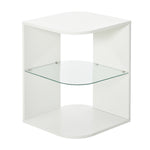 Side Table Three Layer Bedside Table Nightstand W/ 2 Shelves | White