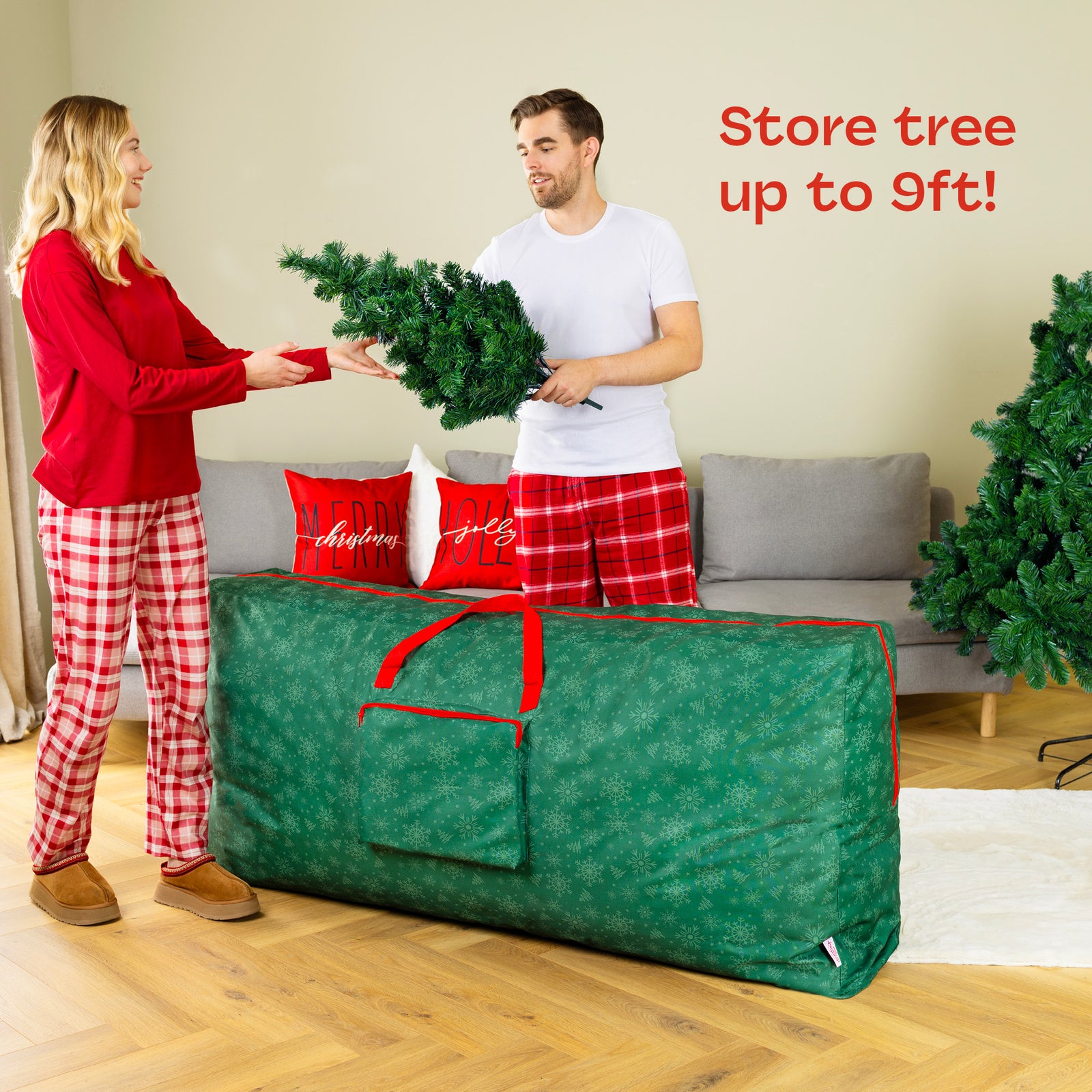 Heavy Duty Christmas Tree Storage Bag Fits Trees Up To 9ft W/ Zip Closure