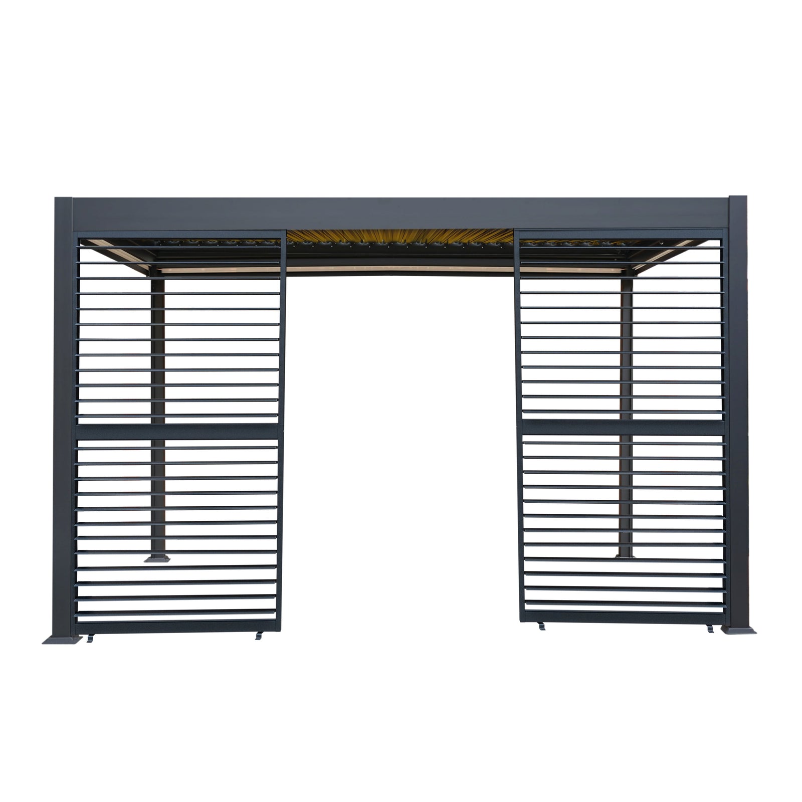 Anthracite Aluminium Pergola With White Blinds, 2 X Side Panels & Led Lights | 3m x 4m | Anthracite