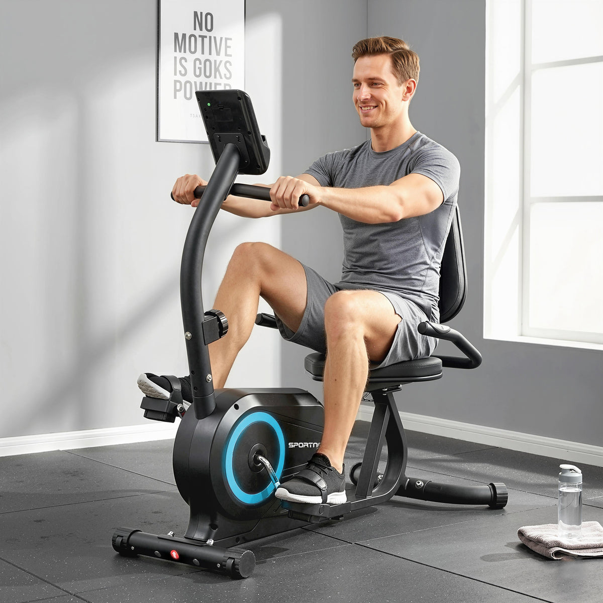 SPORTNOW Recumbent Exercise Bike With Bluetooth, App Connectivity, Wheels