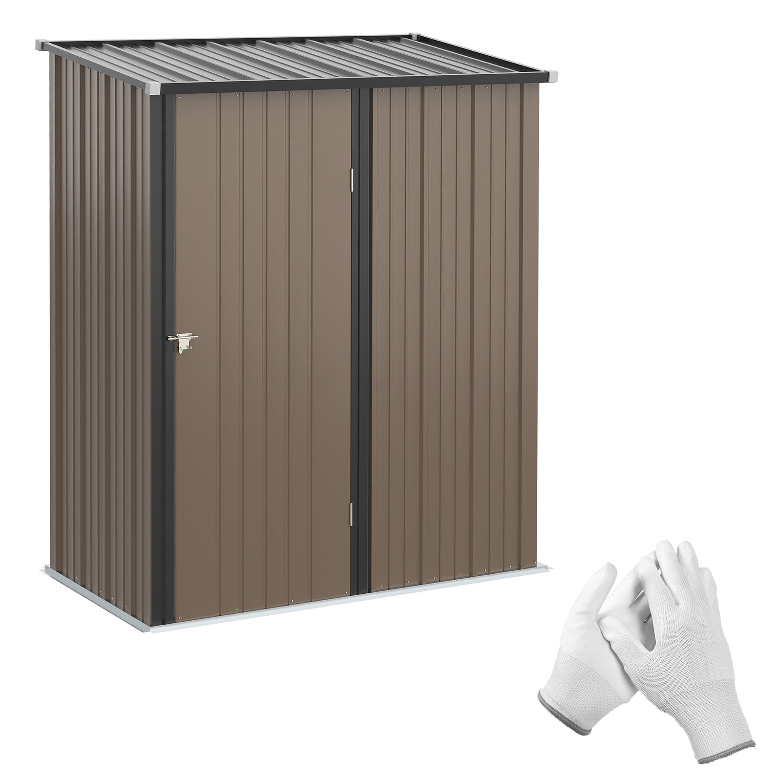 Outdoor Storage Shed Steel Garden Shed With Lockable Door | Brown