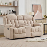 Lovell 2 Seat Manual Recliner Sofa With Central Console | Light Brown